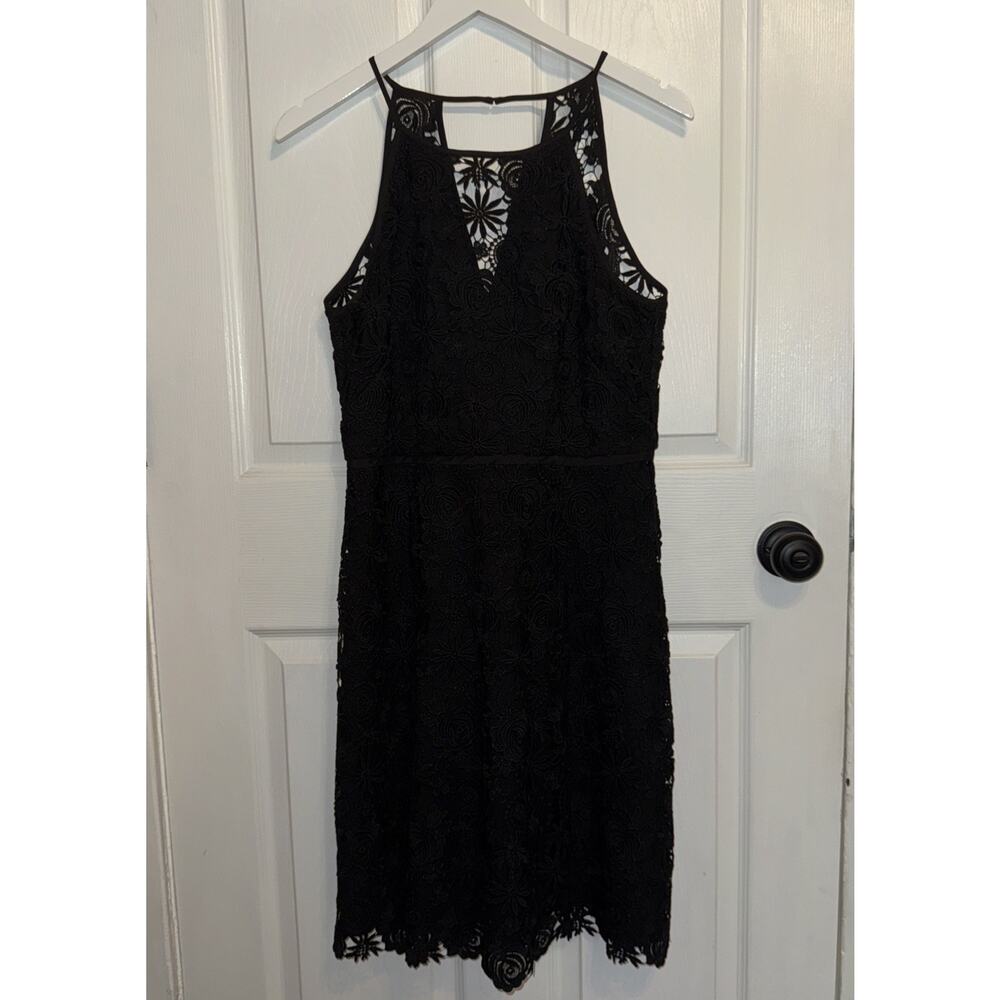 NEW White House Black Market Women's 8 Black Lace Sleeveless Fit And Flare Dress